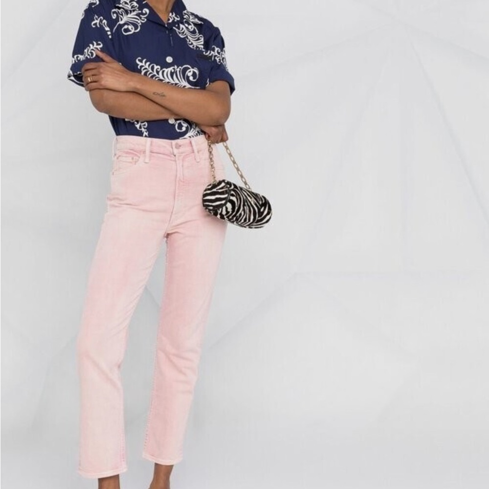 MOTHER Straight Leg Jeans in Light Pink